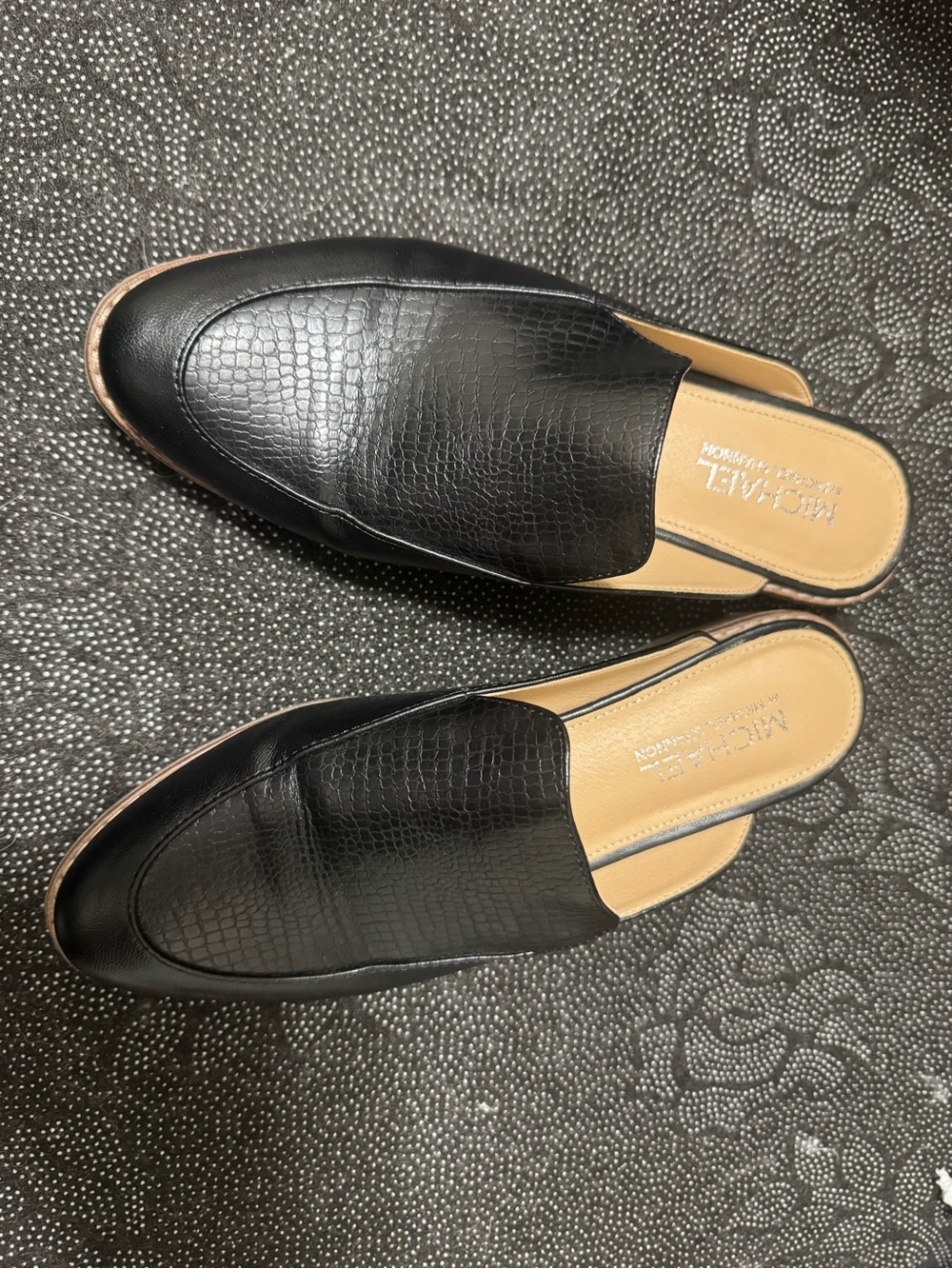 Michael Kors Black Croc-Embossed Leather Backless Mules